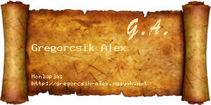 Gregorcsik Alex névjegykártya